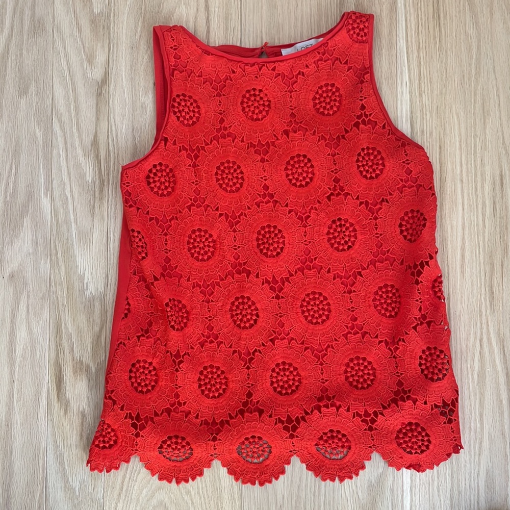 LOFT XSP Red/Orange Lacey Tank Top
